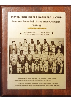 1967-68 Pittsburgh Pipers ABA Champions Team Photo Plaque (Leagues Inaugural Season • Teams First Championship)