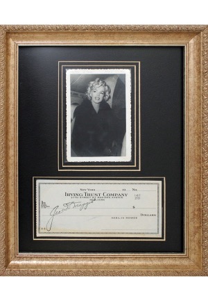 Marilyn Monroe Original Photograph And Her Personal Check Stamped By Joe DiMaggio