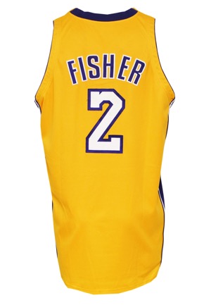 2001-02 Derek Fisher Los Angeles Lakers Game-Used Home Jersey (Championship Season)