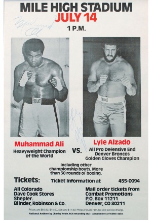 7/14/1979 Exhibition Fight Poster Signed by Muhammad Ali & Broncos DE Lyle Alzado (JSA)