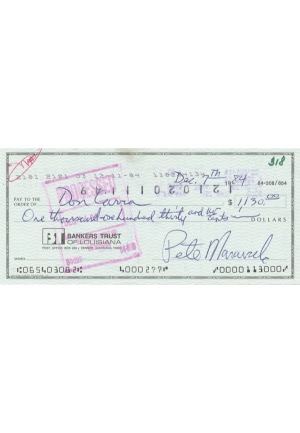 12/7/1984 "Pistol" Pete Maravich Signed Personal Check (JSA)