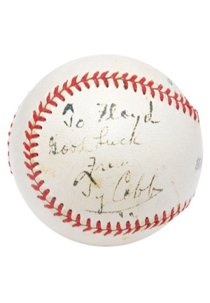 Ty Cobb Single-Signed Baseball (JSA)