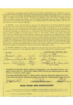 6/15/1959 Lou Groza Cleveland Browns Signed Player Contract with Paul Brown & Bert Bell (JSA)