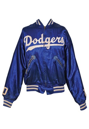 Mid 1960s Jeff Torborg Rookie Era Los Angeles Dodgers Worn Heavyweight Satin Jacket