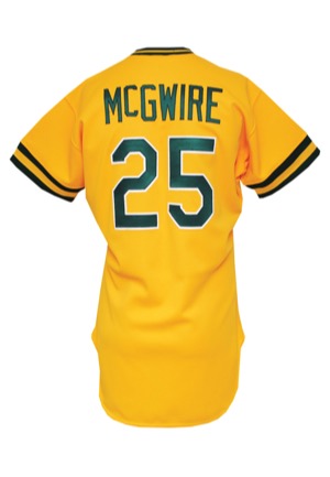 1986 Mark McGwire Rookie Debut Oakland Athletics Game-Used Yellow Alternate Jersey (Rare)