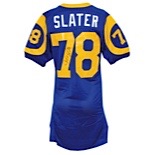 Mid 1980s Jackie Slater LA Rams Game-Used & Autographed Home Jersey (JSA • Repairs)