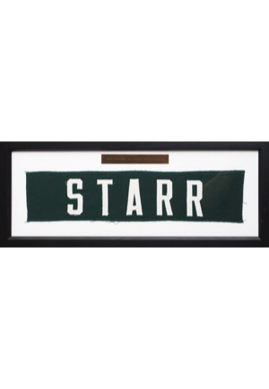 Framed Circa 1971 Bart Starr Green Bay Packers Game-Used Nameplate (Great Source)