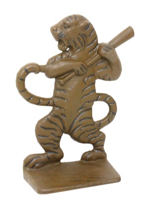 Vintage Style Cast Iron Doorstop Modeled After The ‘Batting Tiger’ Which Was Featured On The Figural End Caps At Tigers Stadium