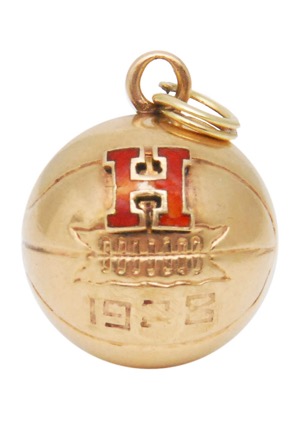 1928 "H" High School or College Basketball Gold Pendant