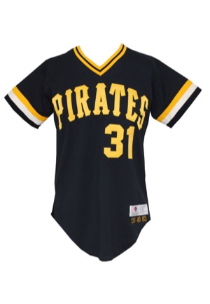 1983 Harvey Haddix Pittsburgh Pirates Coaches Worn Black Alternate Jersey