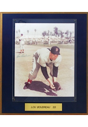 Lou Boudreau Autographed Photo Plaque (JSA)