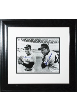 Framed Willie Mays & Hank Aaron Autographed Photo (JSA)