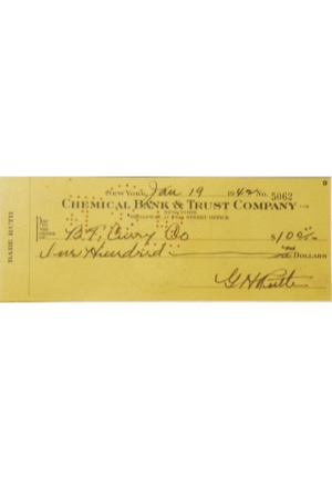 Framed 1/19/1942 Babe Ruth Signed Check (Full JSA) 