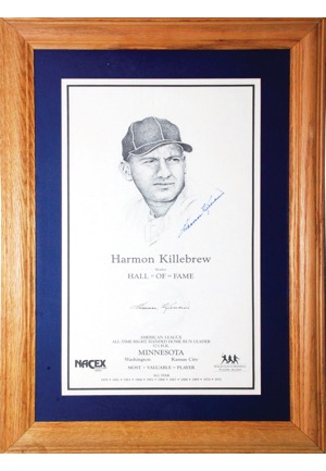 Framed Harmon Killebrew Autographed Hall of Fame Lithograph Portrait (JSA)