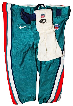 1998 Miami Dolphins Game-Used Road Pants, QB Towel, Cleats & Socks Attributed to Dan Marino (4)