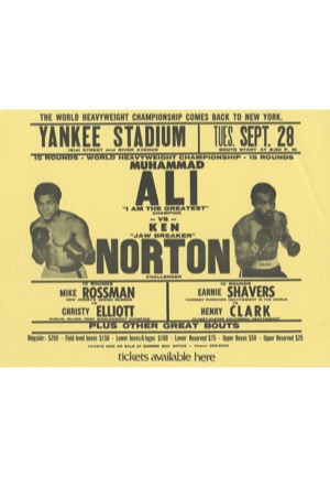 9/28/1976 Muhammad Ali vs. Ken Norton World Heavyweight Championship Original Handbills (9)
