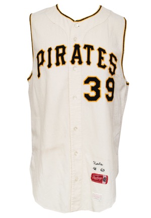 1969 Bob Veale Pittsburgh Pirates Game-Used & Autographed Home Flannel Vest (JSA)