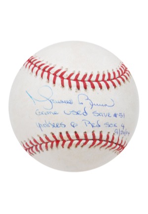 9/24/04 Mariano Rivera Game-Used & Autographed Baseball (JSA • Steiner • Save #51)