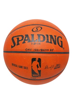 1/31/2014 Oklahoma City Thunder @ Brooklyn Nets Game-Used Basketball