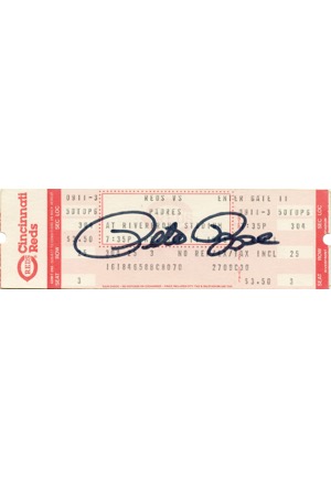 9/11/1985 Pete Rose Cincinnati Reds Autographed Full Ticket from Hit #4,192 (JSA)