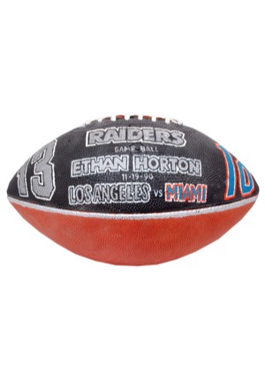 11/19/1990 Los Angeles Raiders Autographed Game Ball Presented to Ethan Horton (JSA)