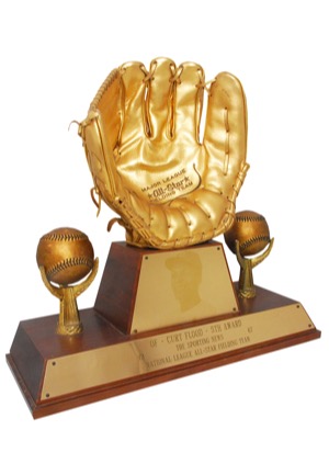 1967 Gold Glove Award Presented to St. Louis Cardinals Center Fielder Curt Flood 