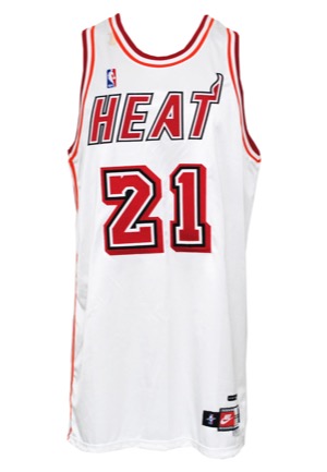 1998-99 Voshon Lenard Miami Heat Game-Used Home Jersey