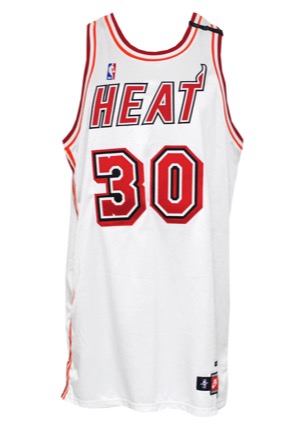1999-00 Mark Strickland Miami Heat Preseason Game-Used Home Jersey (Memorial Armband)