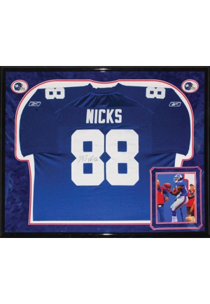 Framed Hakeem Nicks Autographed New York Giants Jersey (JSA)