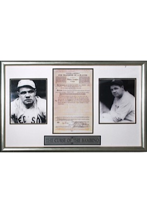 Framed Babe Ruth "Curse of the Bambino" Display Piece