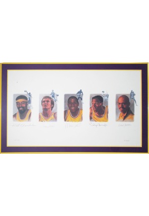 Los Angeles Lakers "Legends" Multi-Signed Limited Edition Lithograph — Chamberlain, West, Magic, Baylor & Abdul-Jabbar (JSA)
