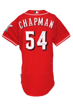 5/13/2012 Aroldis Chapman Cincinnati Reds Game-Used & Autographed Home Jersey (JSA • MLB Hologram • Photomatch • Mothers Day Pink Ribbon)