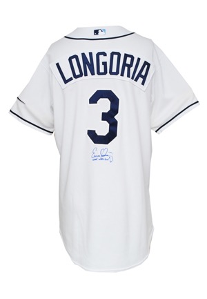 2013 Evan Longoria Tampa Bay Rays Game-Used & Autographed Home Jersey (JSA • Longoria Hologram)