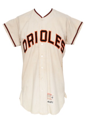 1965 Stu Miller Baltimore Orioles Game-Used & Autographed Home Flannel Jersey (JSA • Rare Style)