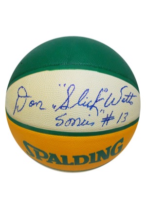 Donald "Slick" Watts Single-Signed Seattle SuperSonics Basketball with Game-Used Headband & Framed Autographed Photo (3)(JSA • Watts LOA)