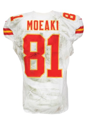 2012 Tony Moeaki Kansas City Chiefs Game-Used & Autographed Road Jersey (JSA • Unwashed)