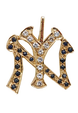 New York Yankees Diamond & Sapphire Pendant