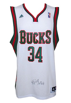 Giannis Antetokounmpo Milwaukee Bucks Autographed Home Jerseys (2)(JSA • Antetokounmpo COAs)