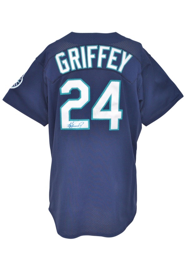 Lot Detail - Circa 1997 Ken Griffey Jr. Seattle Mariners Worn & Autographed  BP Jersey and Game-Used & Autographed Cap (2)(JSA)