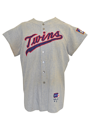 1965 Earl Battey Minnesota Twins Game-Used Road Flannel Jersey (World Series Season)