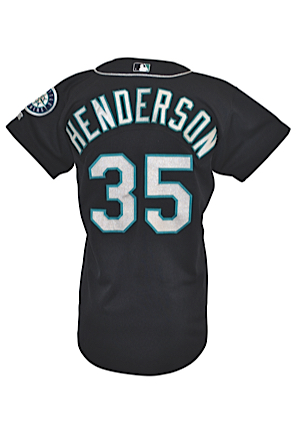 2000 Rickey Henderson Seattle Mariners Game-Used Black Alternate Jersey