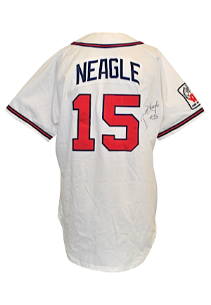 1996 Denny Neagle Atlanta Braves Japan Series Game-Used & Autographed Home Jersey (JSA • Sourced From Julio Franco)