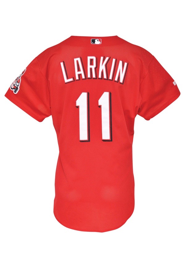 Lot Detail - 1999 Barry Larkin Cincinnati Reds Worn Batting Practice Mesh  Jersey (Team LOA)