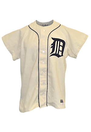 1954 Johnny Pesky Detroit Tigers Game-Used Home Flannel Uniform With Stirrups (4)(Fantastic All-Original Condition • Pesky LOA)