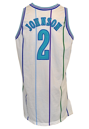 1994-95 Larry Johnson Charlotte Hornets Game-Used Home Jersey