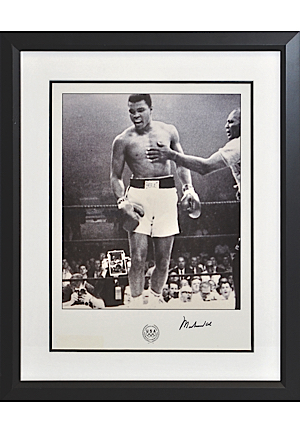 Framed Muhammad Ali Autographed B&W Olympics Photo (JSA)