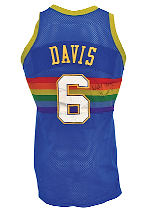 1988-89 Walter Davis Denver Nuggets Game-Used & Twice-Autographed Road Uniform (2)(JSA)
