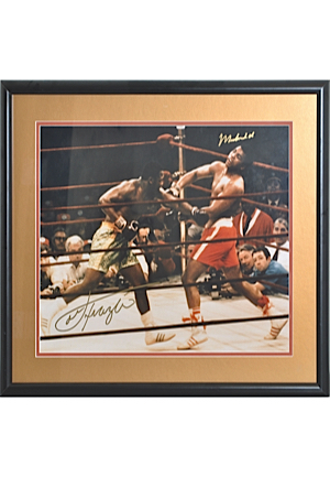 Framed Muhammad Ali & Joe Frazier Autographed 16" x 20" Photo (JSA)
