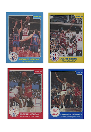 1985-86 Star Basketball Cards Subsets – Michael Jordan, Magic Johnson, All-Rookie Team, Best Old & New, Court Kings, New Jersey Nets & Milwaukee Bucks Lifebuoy, Boston Celtics Team Bag (127)