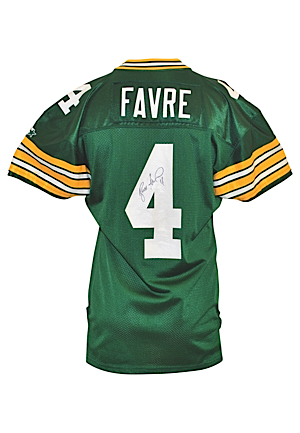 1993 Brett Favre Green Bay Packers Game-Used & Twice Autographed Home Jersey (JSA)
